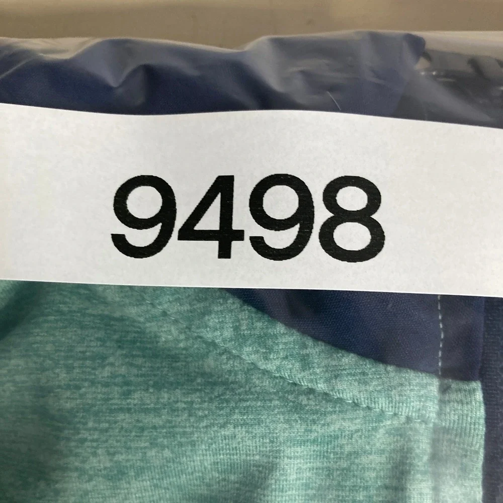 Lands' End Quarter Zip Pullover‎ Mens Large Teal Heather Navy Stretch Pocket